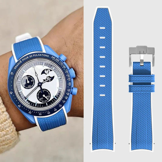 Per Omega Swatch 20mm Curva cinturino per orologio Speedmaster MoonSwatch Planet Snoopy cinturino cinturino a sgancio rapido braccialetto in gomma