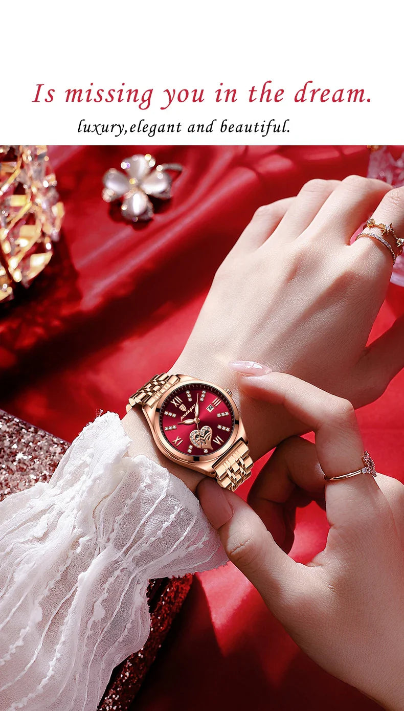POEDAGAR Orologi di lusso da donna Orologio da donna impermeabile con data luminosa in acciaio inossidabile Orologio da polso da donna al quarzo alla moda elegante