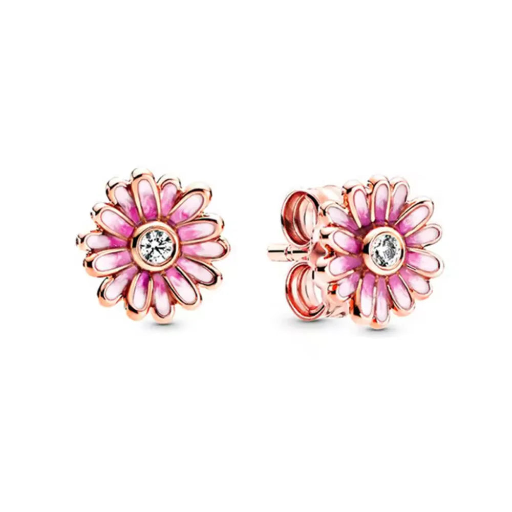 Orecchini e Ciondolo con Zirconi Scintillanti, Combinazione Fiore di Ciliegio e Farfalla, Orecchini in Argento 925, Regalo Ideale per Donne