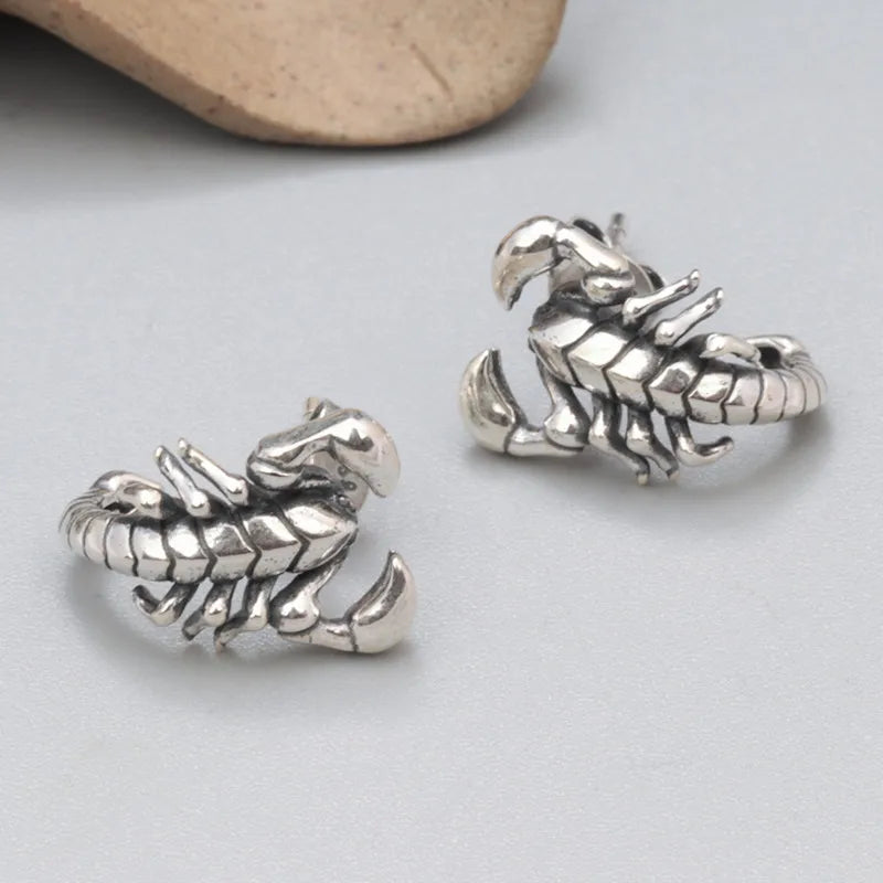 Buyee 925 Sterling Silver unico orecchino carino scorpione animale orecchino per donna uomo moda Punk Fine Jewelry orecchino