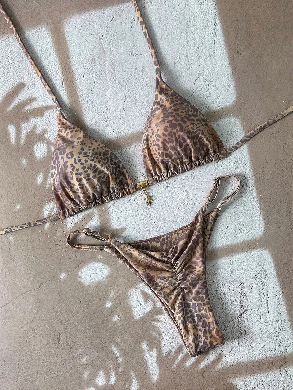 Sexy Leopardo Push Up Bikini Costumi da bagno a due pezzi 2026 Micro Bikini Set Costume da bagno donna Abbigliamento da spiaggia Perizoma Costumi da bagno per donna