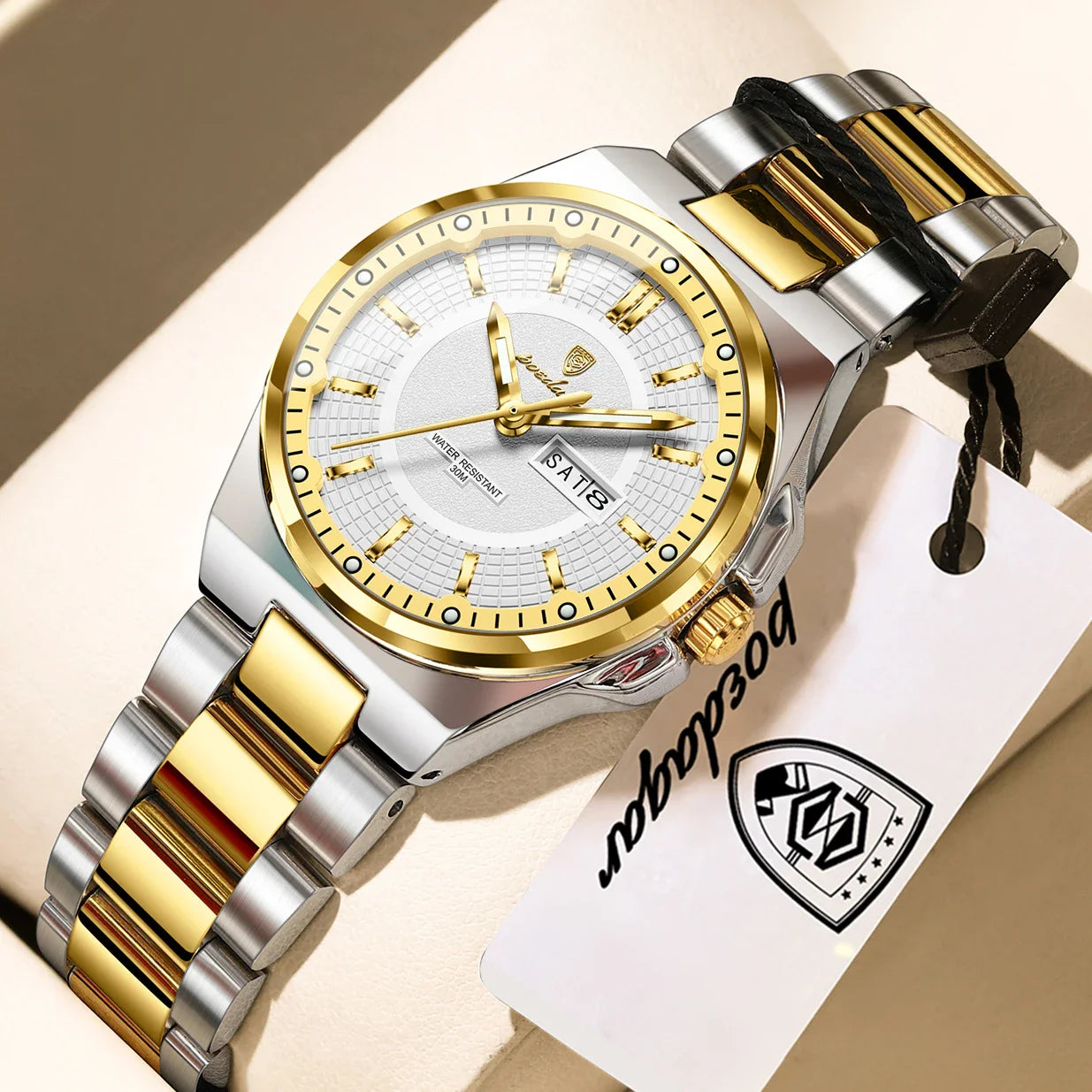 Orologio da Donna POEDAGAR Elegante con Data e Giorno della Settimana, Movimento al Quarzo, Acciaio Inossidabile, Luminoso e Impermeabile