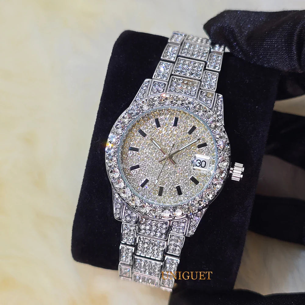 Orologio da Donna Elegante con Quadrante Piccolo Rosa, Orologio da Polso Mini con Diamanti Bling-Bling di Lusso per Abiti da Sera, Regalo per Lei