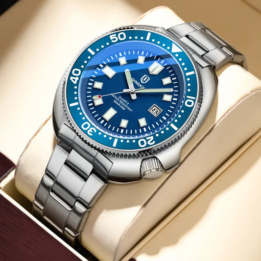 QINGXIYA Orologi al quarzo da uomo di lusso delle migliori marche Cinturino in acciaio inossidabile di alta qualità Orologio sportivo di moda con data luminosa impermeabile