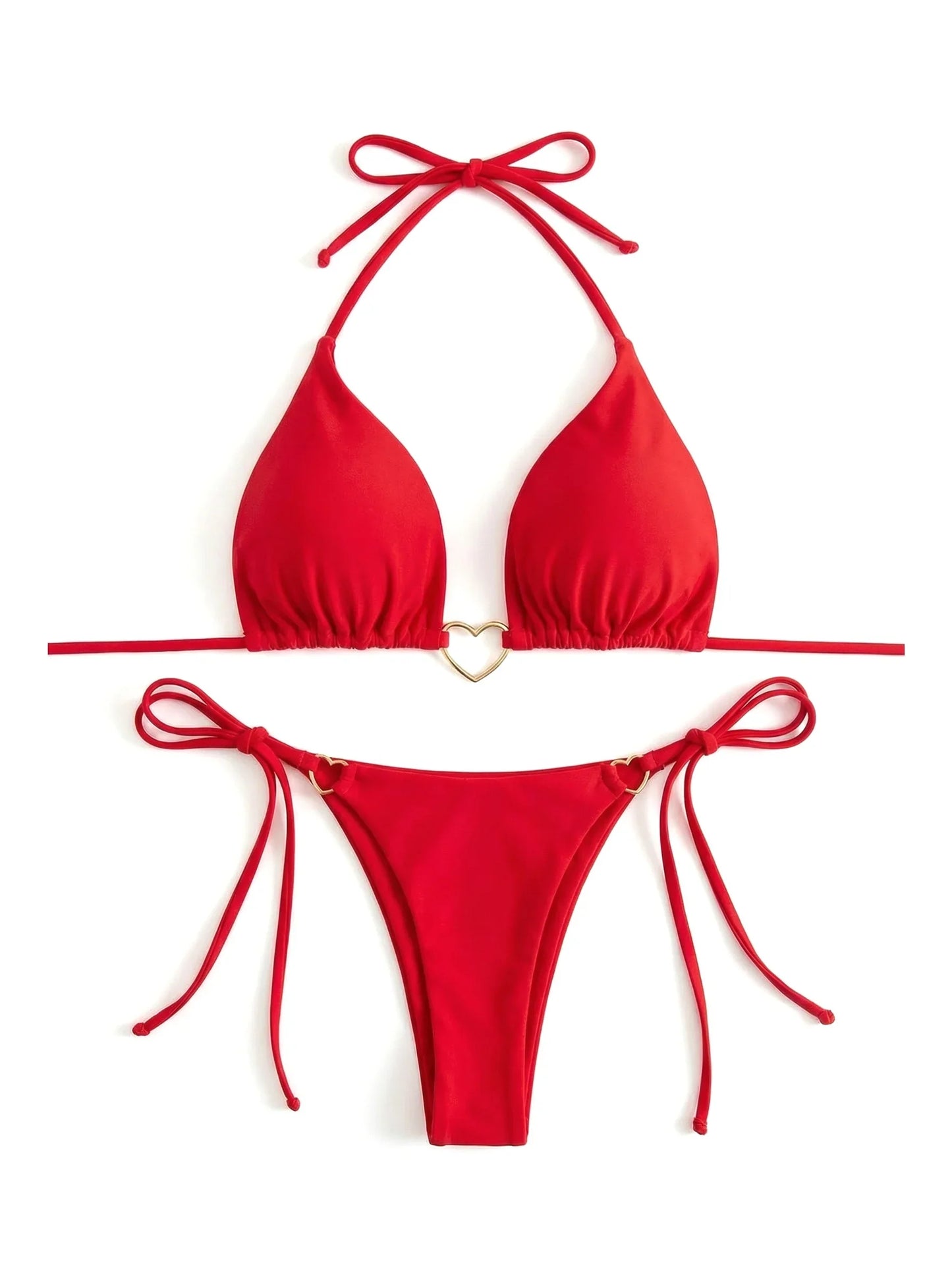Nuovo bikini bianco a tinta unita da donna, costume da bagno alla moda con lacci a vita bassa, set due pezzi