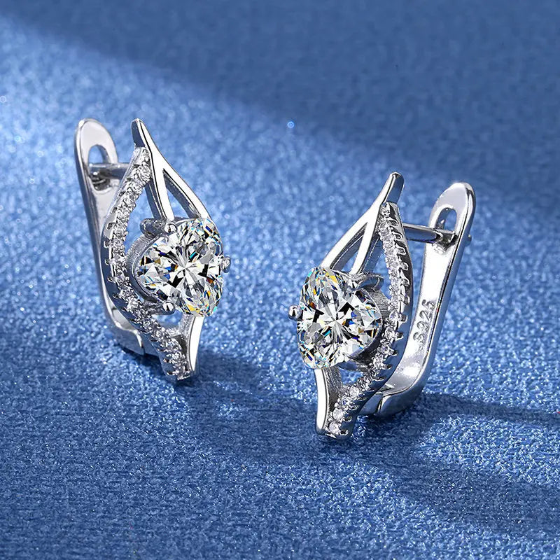 Orecchini in argento sterling 925 gioielli di alta qualità retrò modello semplice orecchini con zirconi bianchi viola vendita calda