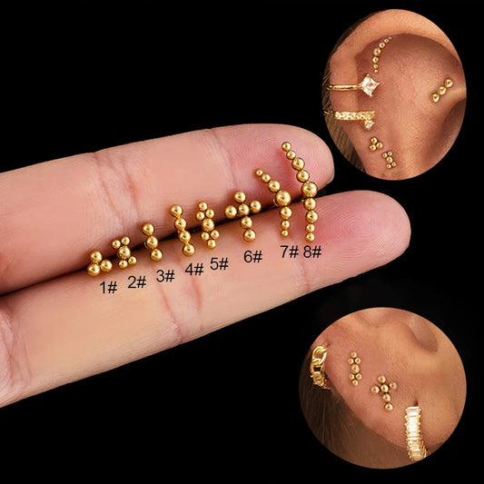 2 pezzi in acciaio inossidabile color oro croce piccoli orecchini a bottone orecchini donna uomo piccoli orecchini a elica punk coreano orecchino gioielli penetranti