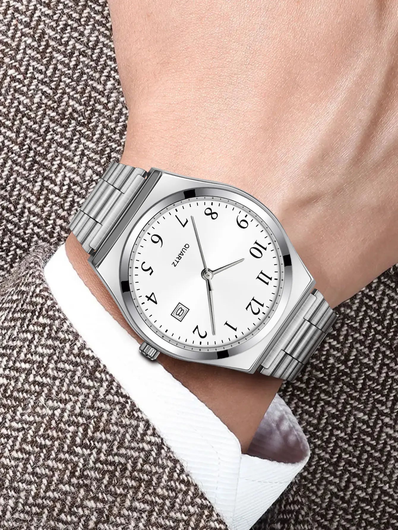LUCKY FOX - Orologio da polso elegante e minimalista in acciaio inossidabile con quadrante nero - Cronometraggio preciso per tutti i giorni
