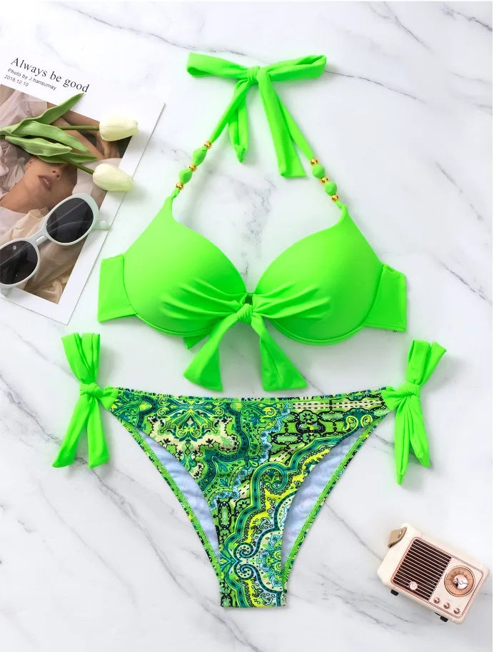 Sexy Push Up Bikini 2024 Costume da bagno donna Due pezzi Costumi da bagno Perizoma femminile Bikini Set Nuoto per costumi da bagno Biquini brasiliano