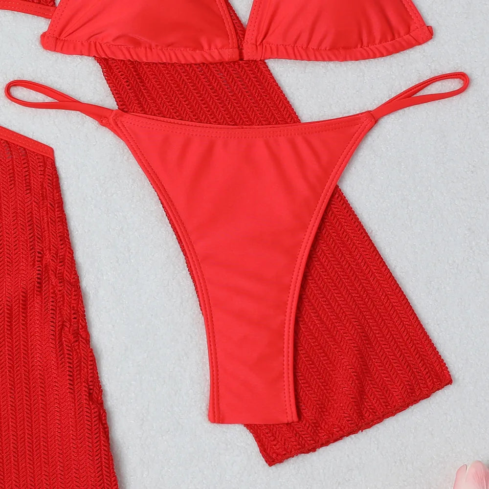 2026 Bikini sexy Costumi da bagno femminili Costumi da bagno a tre pezzi da donna Costumi da bagno da spiaggia Costumi da bagno Bikini brasiliano Set Bagnante da piscina