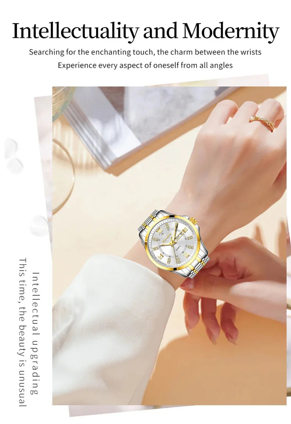 SUNKTA Orologio da Donna con Diamanti, Moda Creativa, Acciaio Impermeabile, Orologio al Quarzo Casual Luminoso con Bracciale