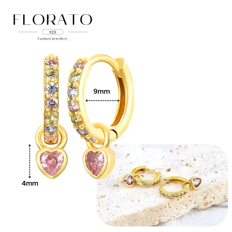 Lussuosa geometria 925 orecchio in argento sterling Ago rosa serie zircone orecchini a cerchio pendenti dolce moda regali di gioielli da sposa