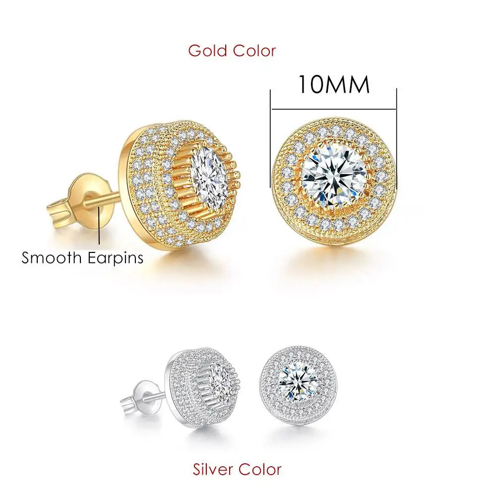 Rock Hip Hop ghiacciato orecchino a perno per uomo uomo Set completo zircone oro Piercing accessori per l'orecchio Punk Hippie Trend gioielli Dropship