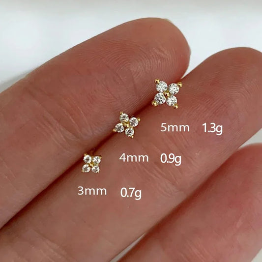 3/4/5 MILLIMETRI 925 Sterling Silver 5A Zircone Semplice Stella Piccoli Orecchini con perno per Le Donne Gioielleria Raffinata Minimalista Foro Dell'orecchio Accessori Per La Cura