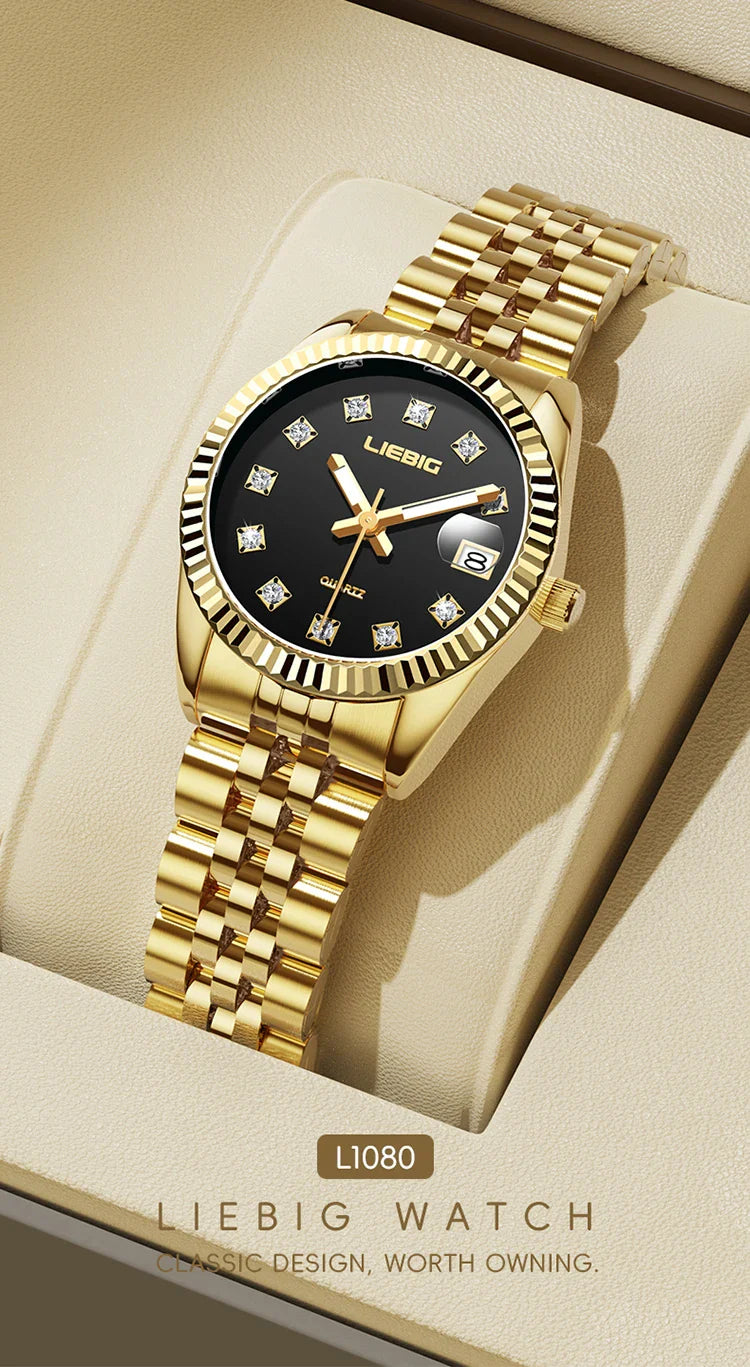 LIEBIG orologi da polso al quarzo eleganti di lusso delle migliori marche orologi automatici di moda per le donne orologio con cinturino in acciaio inossidabile Reloj Mujer