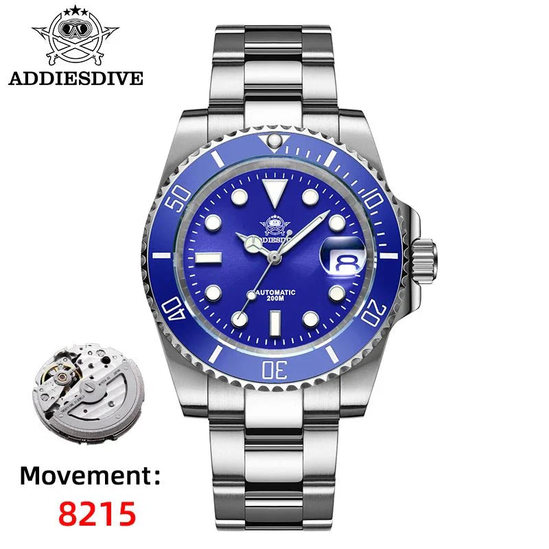 ADDIESDIVE Orologio automatico da uomo di lusso 8215 Orologio meccanico BGW9 Orologio da sub in vetro zaffiro luminoso Orologio analogico da uomo AD2503