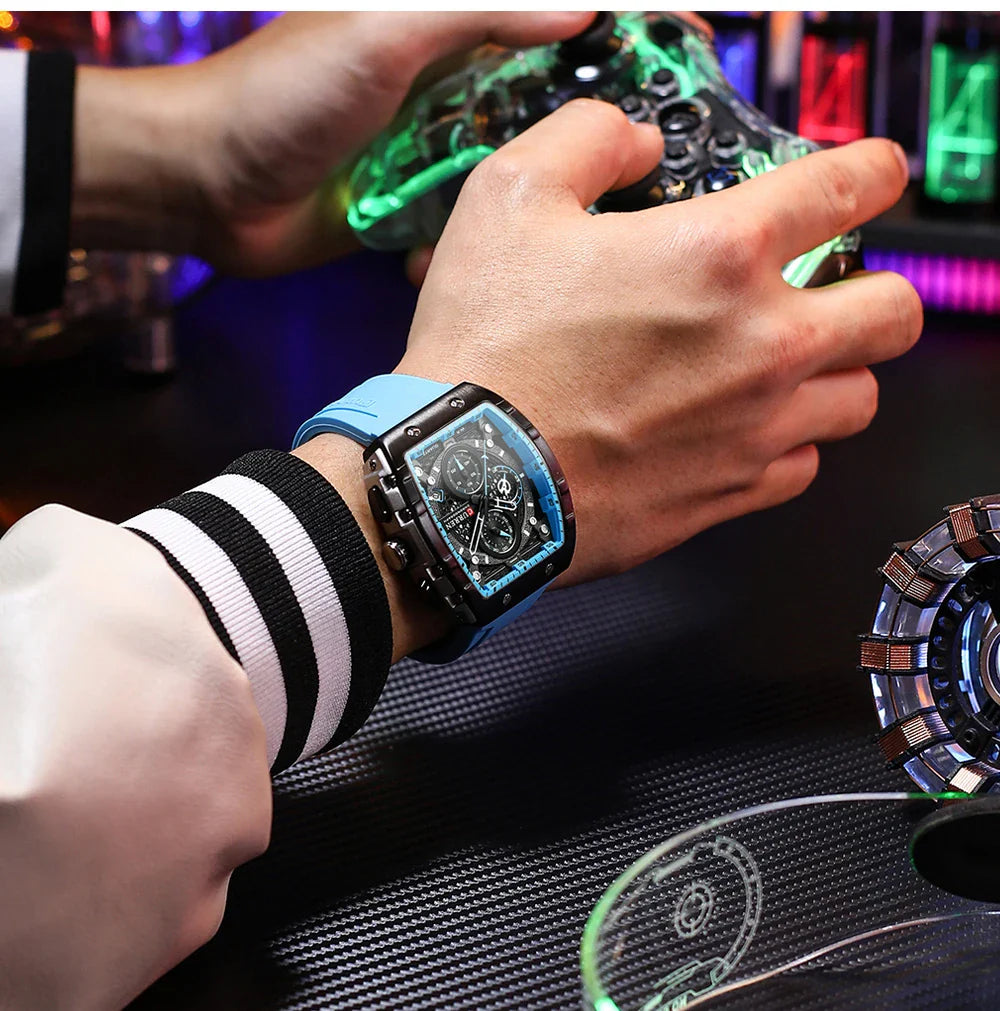 CURREN Orologio da uomo alla moda, marchio unico, design quadrato, lusso, nastro sportivo al quarzo, orologi da uomo impermeabili