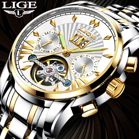 Orologi da Polso Meccanici Automatici LIGE 2026 per Uomo, Marca di Lusso, Orologio da Uomo con Tourbillon, Moda Business, Impermeabile