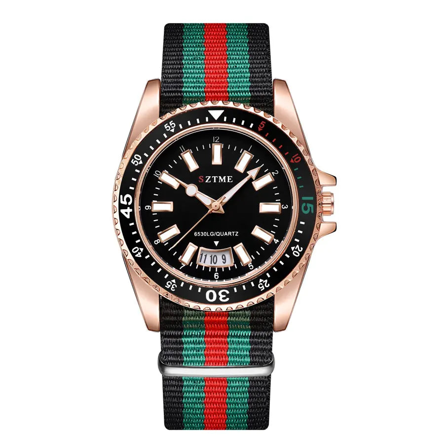 Nuovo orologio da calendario con cinturino in nylon da uomo alla moda, lussuoso e semplice orologio al quarzo con luce notturna per uomo d'affari e donna