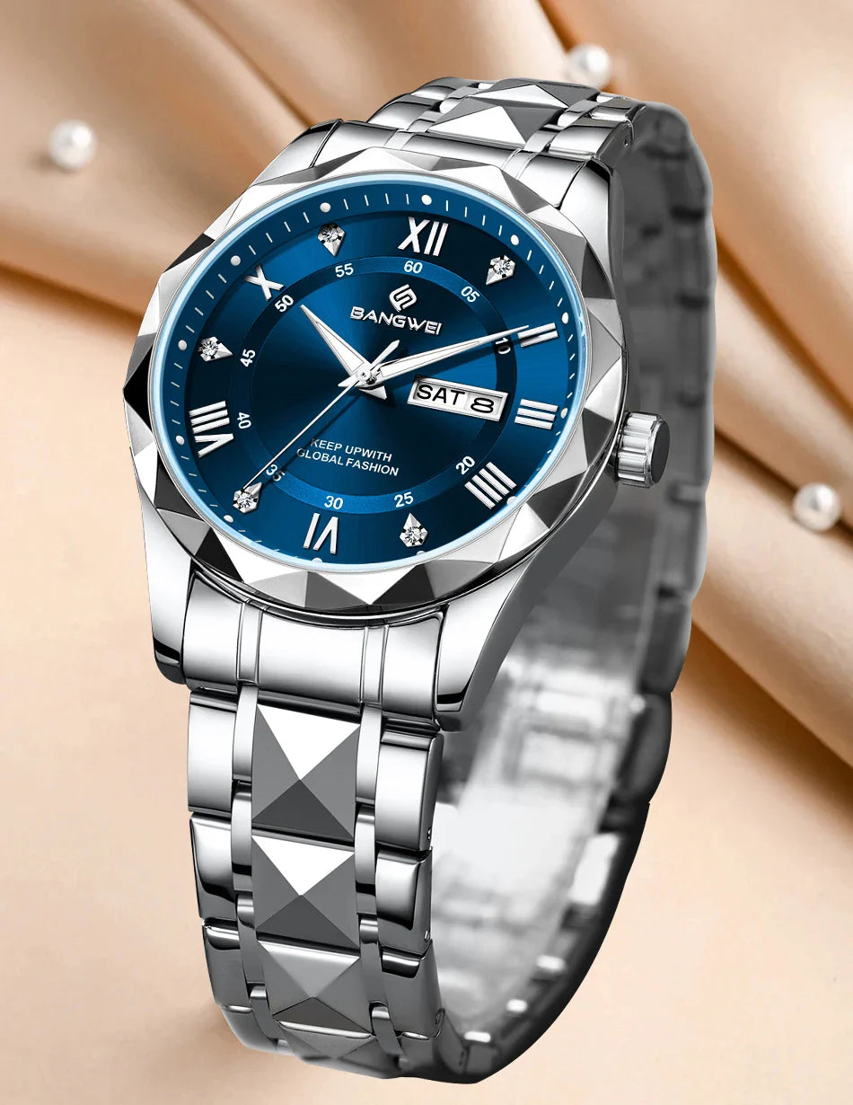 BANGWEI Orologio da donna Orologio di moda classico elegante di lussoBusiness Casual Data Orologi da donna al quarzo luminoso impermeabile in acciaio inossidabile