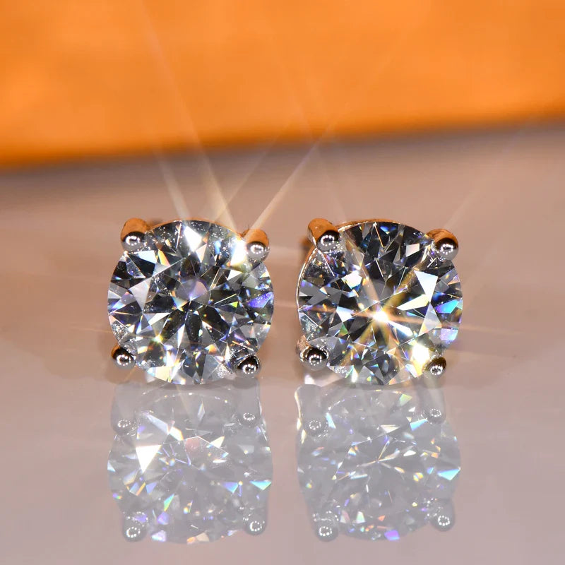 IOGOU 3mm/4mm/5mm/6.5mm/8mm/9mm/10mm/11mm Certificato D VVS1 Moissanite Orecchini con perno 925 Orecchini in argento per le donne Uomini Gioielli