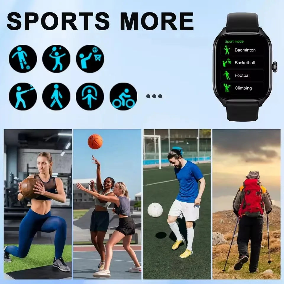 Smartwatch 2025 per Android e iOS, Schermo a Colori da 2,01 Pollici, Risposta alle Chiamate Bluetooth, Orologio Fitness Tracker per Donne e Uomini