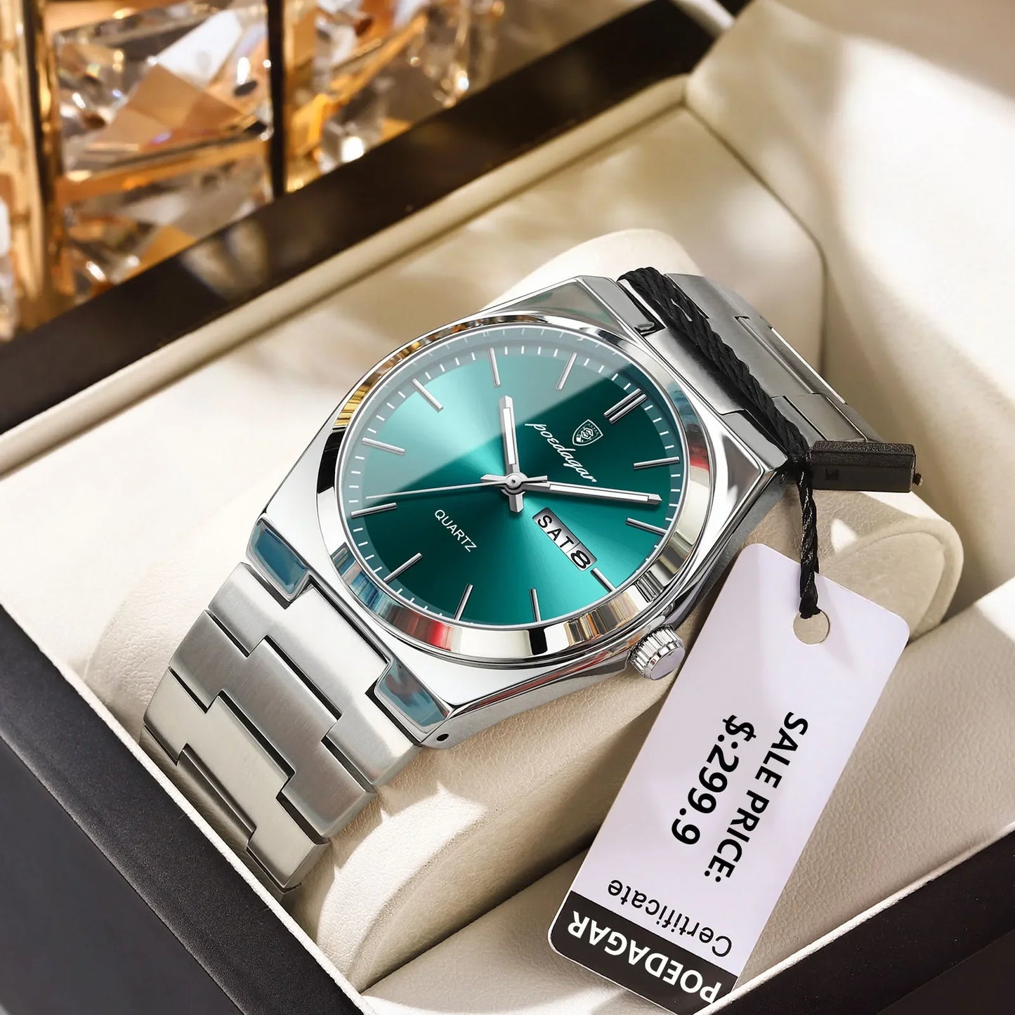 POEDAGAR Orologi da uomo di lusso Impermeabile luminoso Data Settimana Orologio da uomo in acciaio inossidabile Moda casual Orologio da polso da uomo al quarzo Reloj
