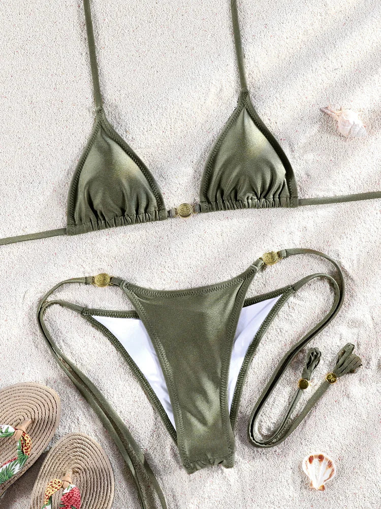 ZRTAK Costume a due pezzi Bikini 2025 Costume da bagno donna Push Up Costume da bagno Bikini sexy Set Costumi da bagno Stampa Beachwear Biquinis solidi