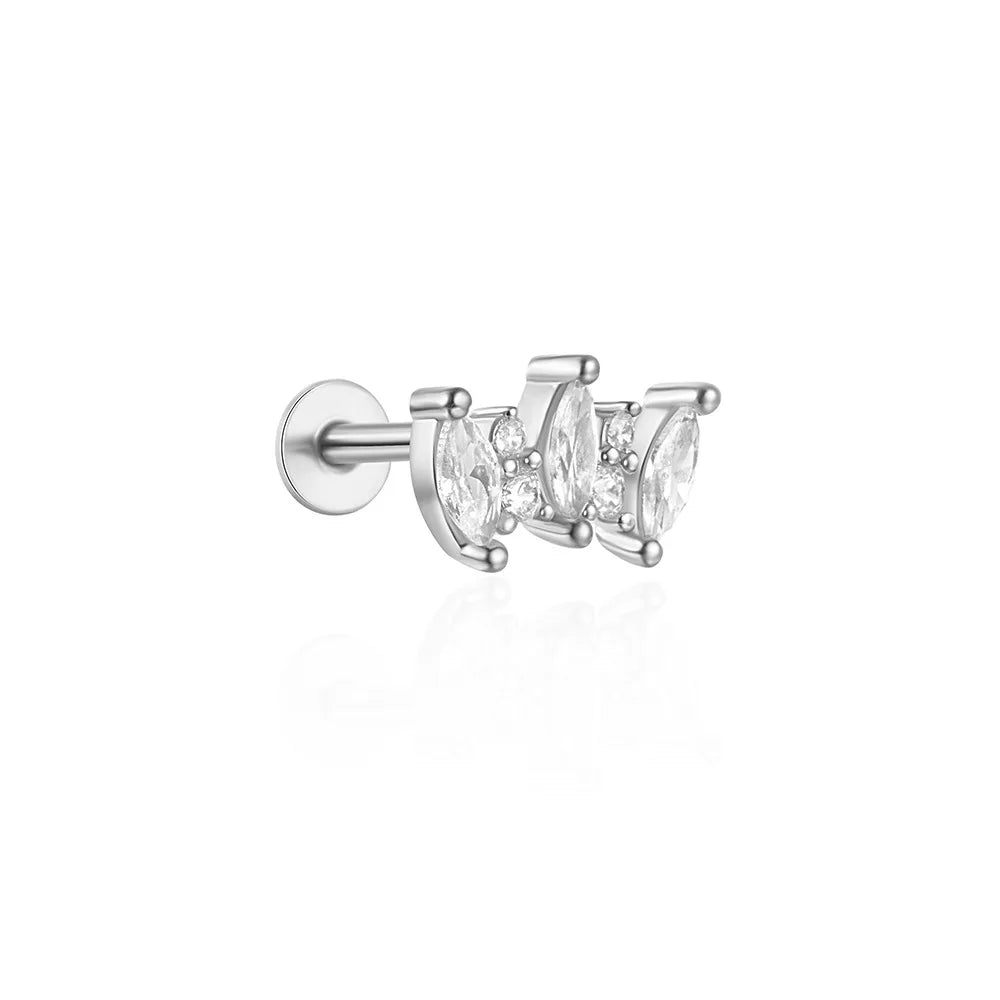 Orecchini con polsini piatti filettati con nappa tempestata di diamanti di nuovo stile, accessori per orecchie in stile europeo e americano.