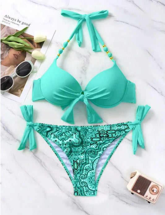 Sexy Push Up Bikini 2024 Costume da bagno donna Due pezzi Costumi da bagno Perizoma femminile Bikini Set Nuoto per costumi da bagno Biquini brasiliano