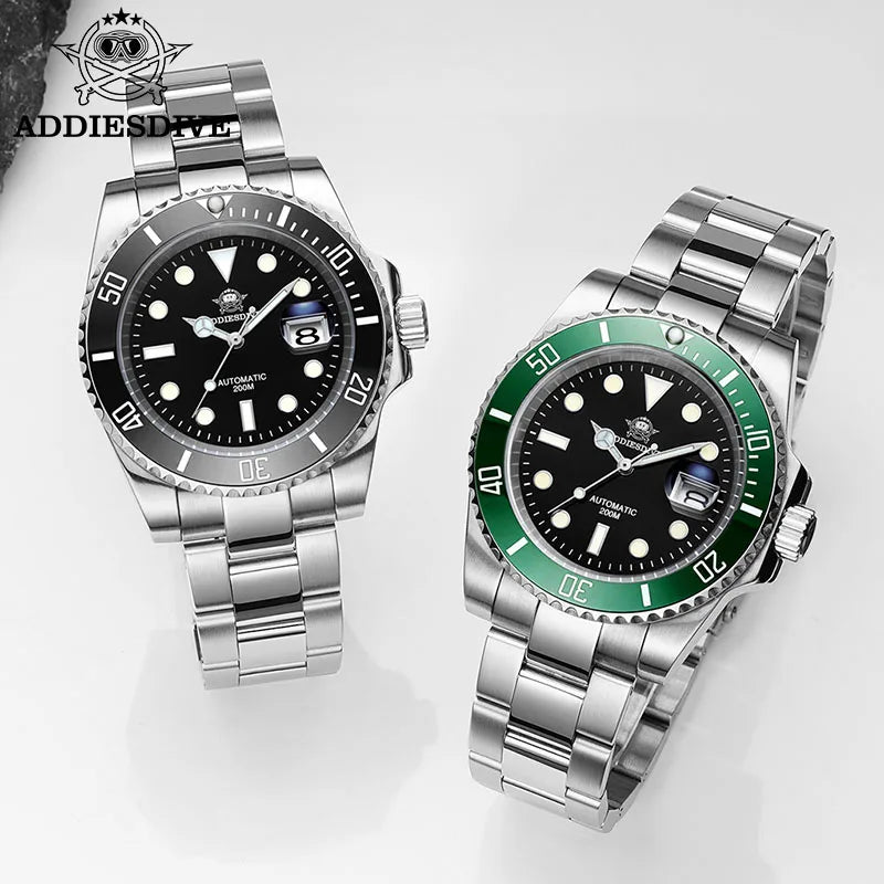 ADDIESDIVE Orologio automatico da uomo di lusso 8215 Orologio meccanico BGW9 Orologio da sub in vetro zaffiro luminoso Orologio analogico da uomo AD2503