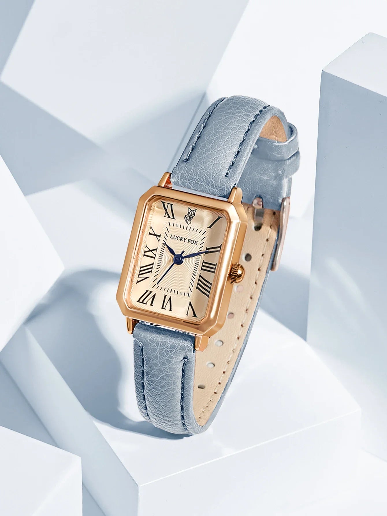 LUCKY FOX 2 pezzi confezione regalo di lusso leggera set braccialetto orologio orologio al quarzo quadrato da donna semplice e alla moda regalo del festival Reloj