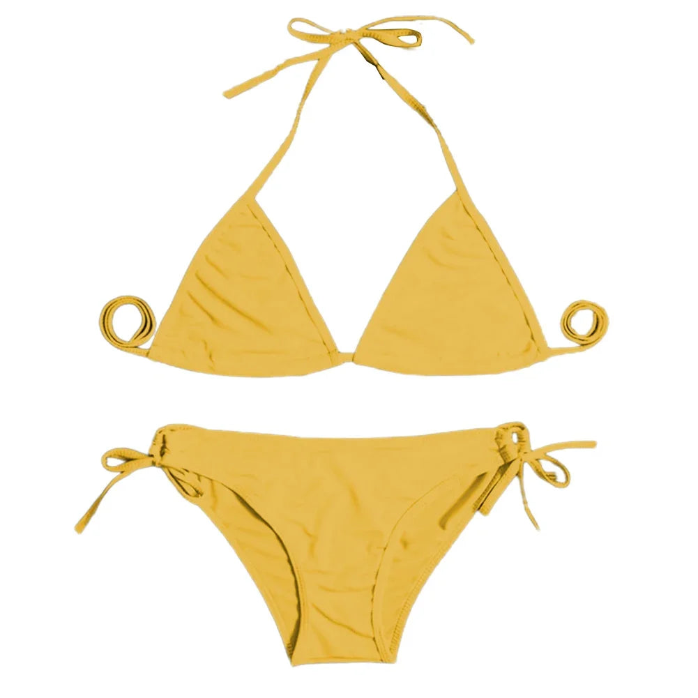 Set bikini perizoma da donna, costume da bagno sexy in stile bandage, costume da bagno brasiliano, accessori estivi per vacanze, spiaggia, piscina