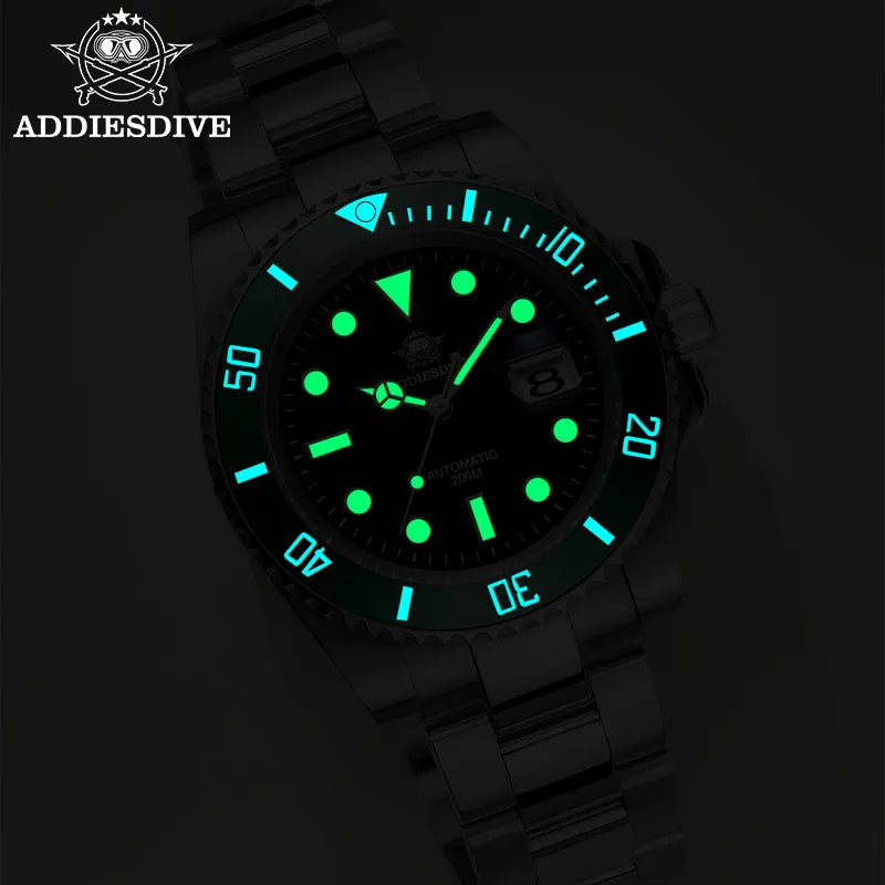 ADDIESDIVE Orologio automatico da uomo di lusso 8215 Orologio meccanico BGW9 Orologio da sub in vetro zaffiro luminoso Orologio analogico da uomo AD2503