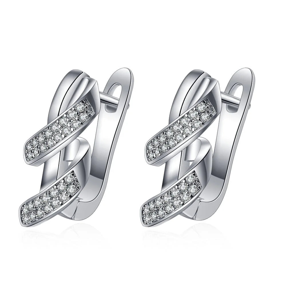 Orecchini in argento sterling 925 gioielli di alta qualità retrò modello semplice orecchini con zirconi bianchi viola vendita calda