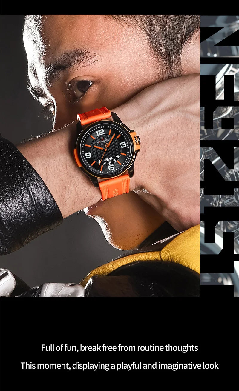 NAVIFORCE Creativo cinturino in TPU orologio da polso maschile moda sportiva 3ATM quarzo impermeabile giorno e data display orologi da uomo Reloj Hombre
