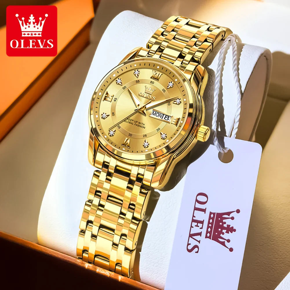 OLEVS 5513 Orologio da uomo Orologio luminoso impermeabile al quarzo originale di marca di moda per uomo Scatola per orologio con doppio calendario in acciaio inossidabile