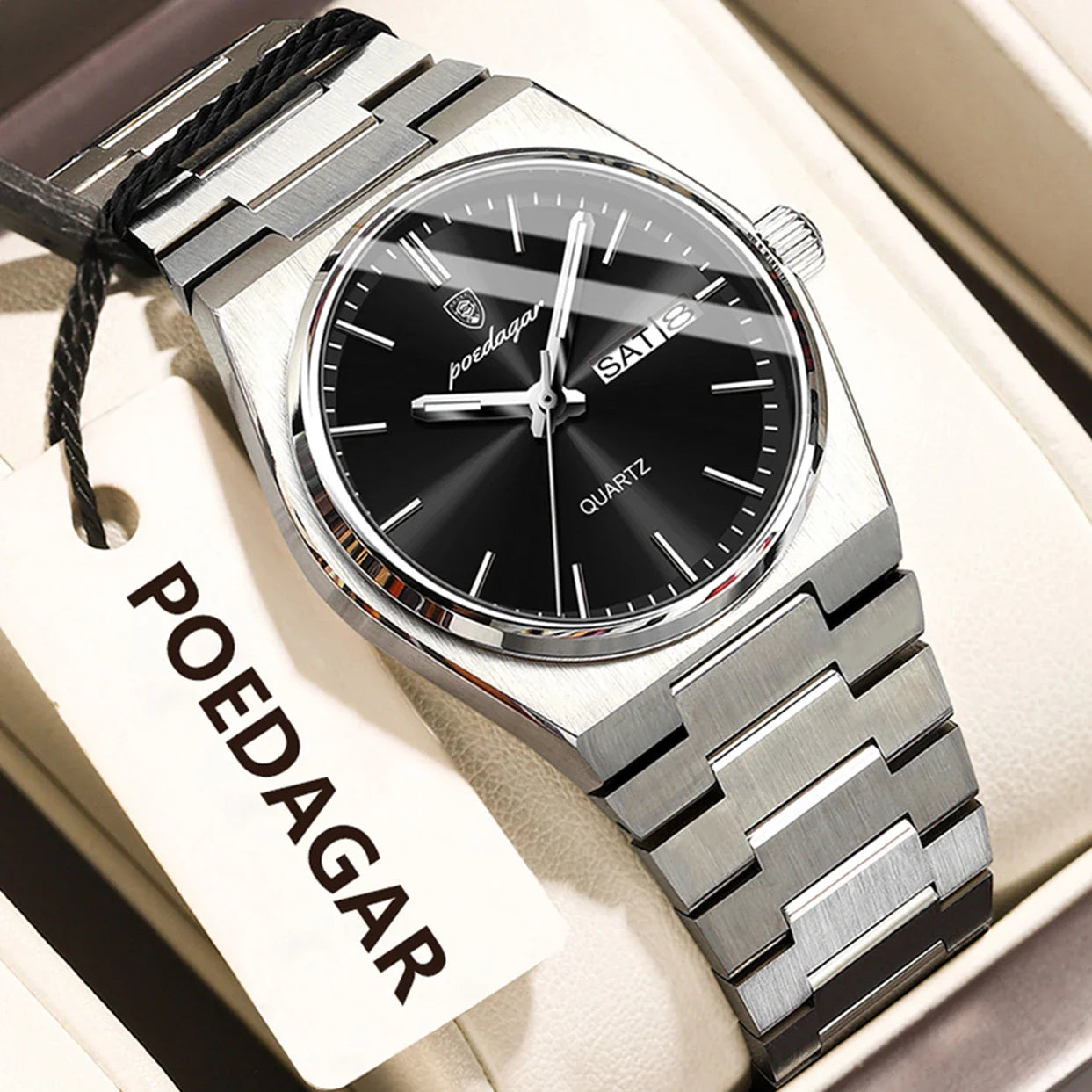 POEDAGAR Orologio da donna alla moda Orologio da polso da donna di lusso luminoso impermeabile in acciaio inossidabile Data settimana Orologi al quarzo da donna Reloj