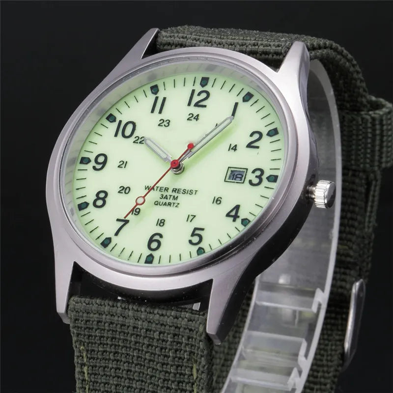 Ragazzi marca orologi economici uomo moda casual cinturino in nylon sport esercito regali data orologio da polso al quarzo fluorescente Relogio Masculino