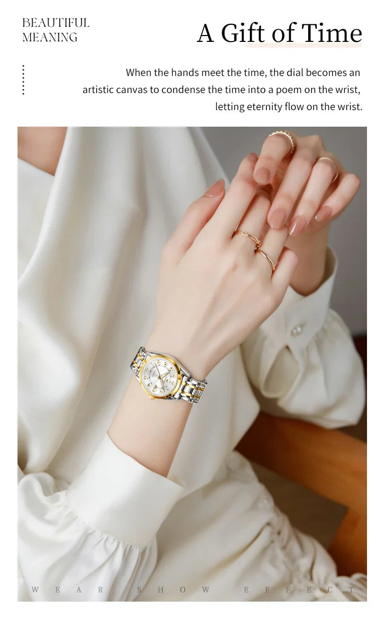 OLEVS 3666 Orologi da Donna Originali al Quarzo Impermeabili Luminosi Regalo per Donna Cronografo con Data Reloj Mujer
