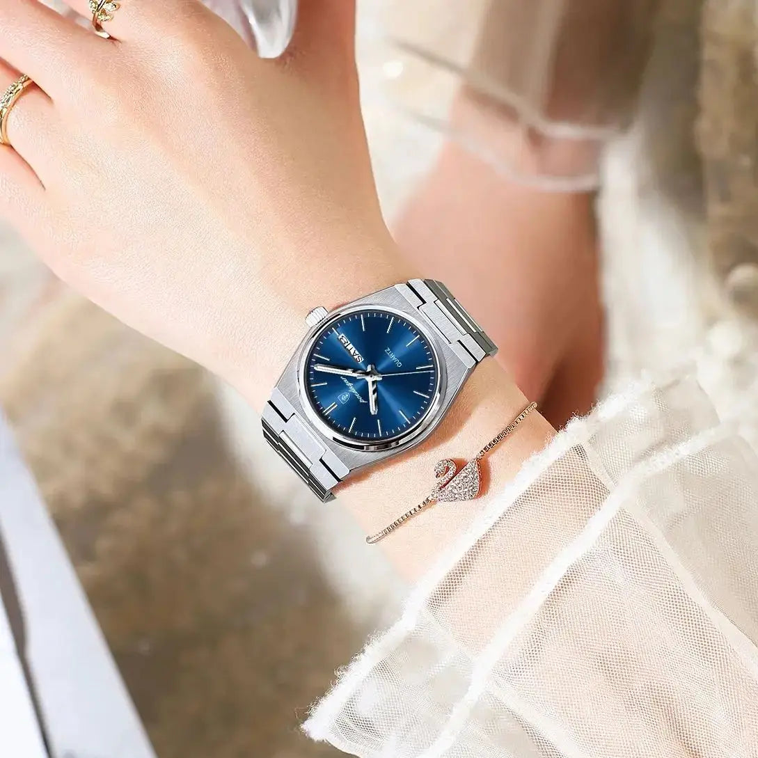 POEDAGAR Top squisito orologio da polso da donna impermeabile al quarzo luminoso orologio da donna casual data settimana orologi da donna in acciaio inossidabile