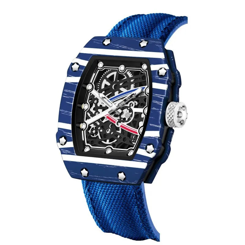 Nuovo Orologio al Quarzo Trendy Ultra-Sottile a Forma di Botte di Vino con Cinturino in Nylon, Elegante e alla Moda