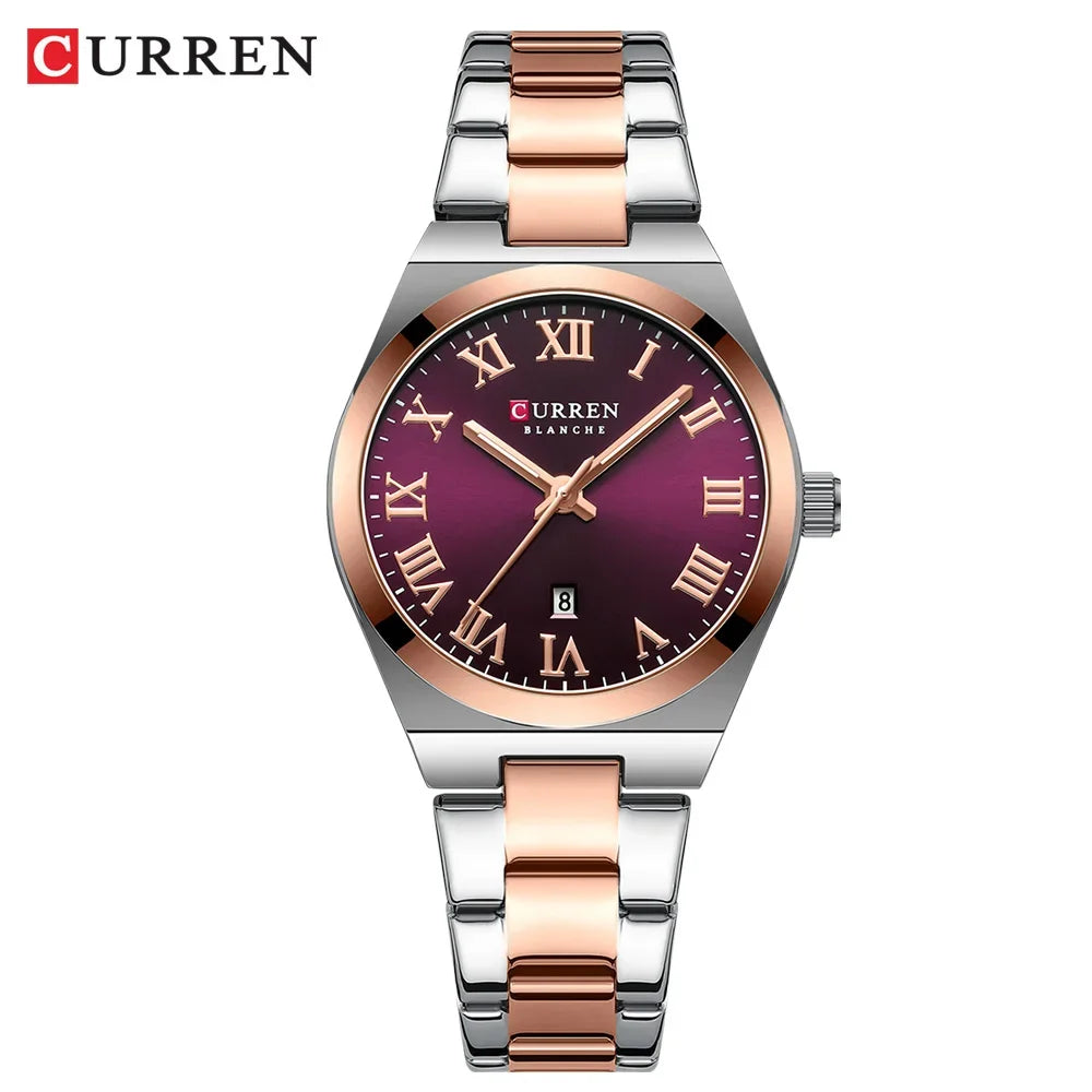 CURREN Orologio da donna, Orologi da donna, Orologi da donna, Abito alla moda impermeabile Bracciale in acciaio inossidabile Orologi analogici Data