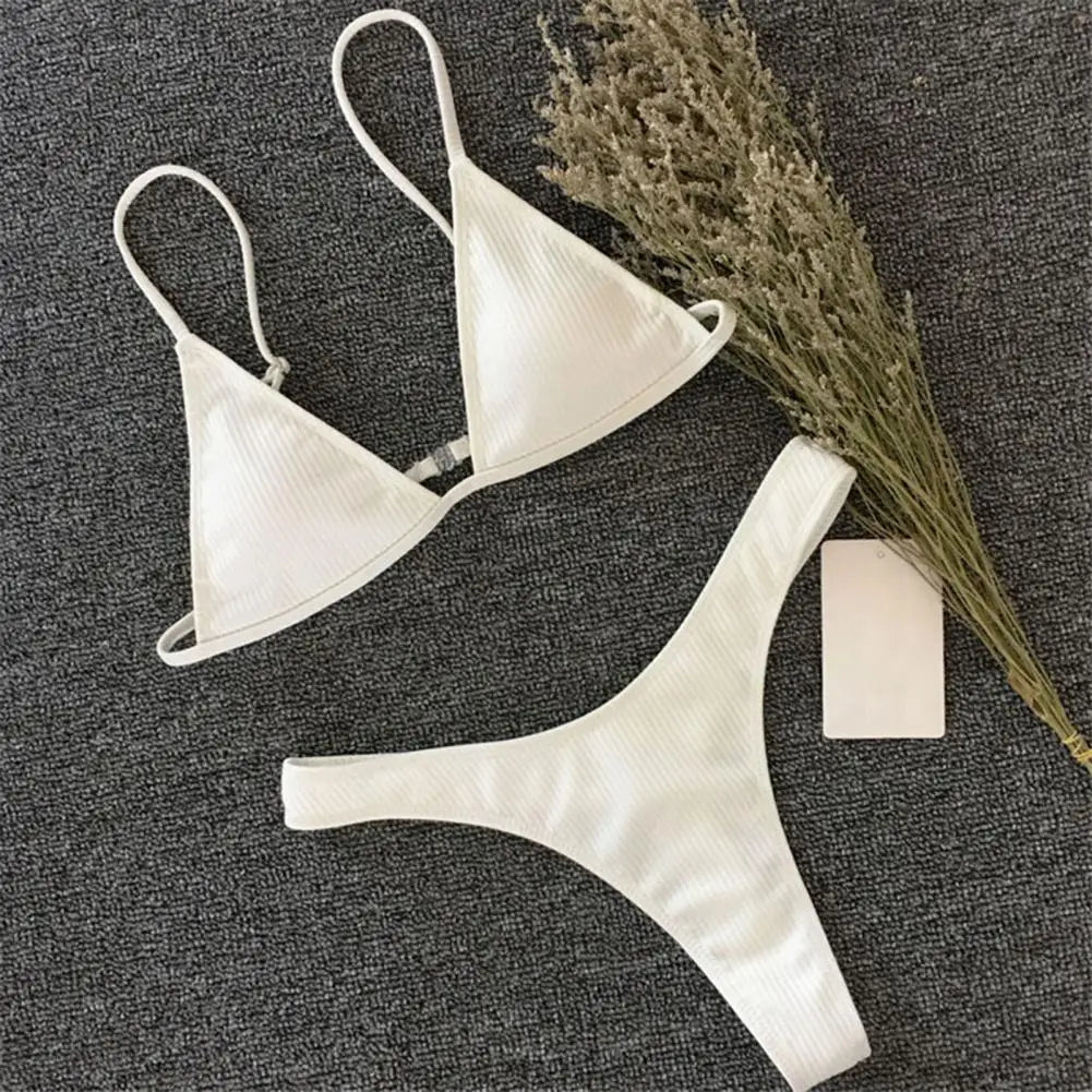 2 pezzi/set bikini da donna sexy set costumi da bagno da donna con cinturino per spaghetti senza fili ad asciugatura rapida