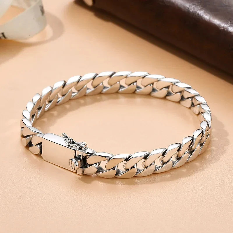 100% S925 Collana in argento sterling Bracciale Punk S925 Gioielli in argento Non sbiadisce mai Carry certificato Uomo Donna Gioielli Regali