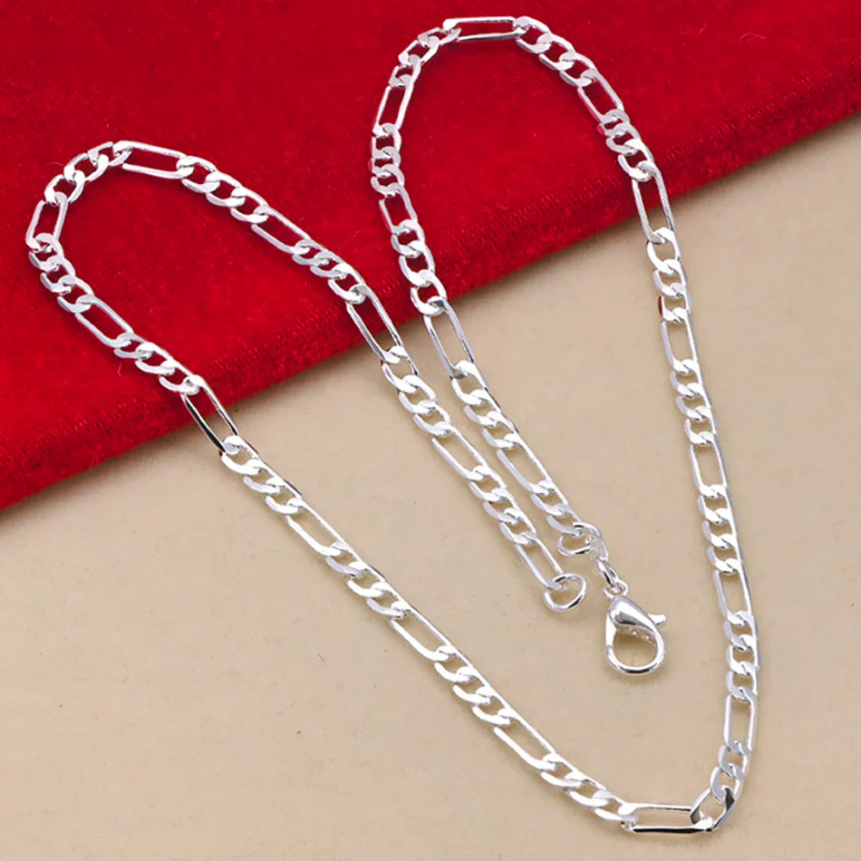 Nobile nuovo arriva 925 sterling silver 4MM catena per uomo donna braccialetto collana set di gioielli signora regali di Natale charms matrimonio