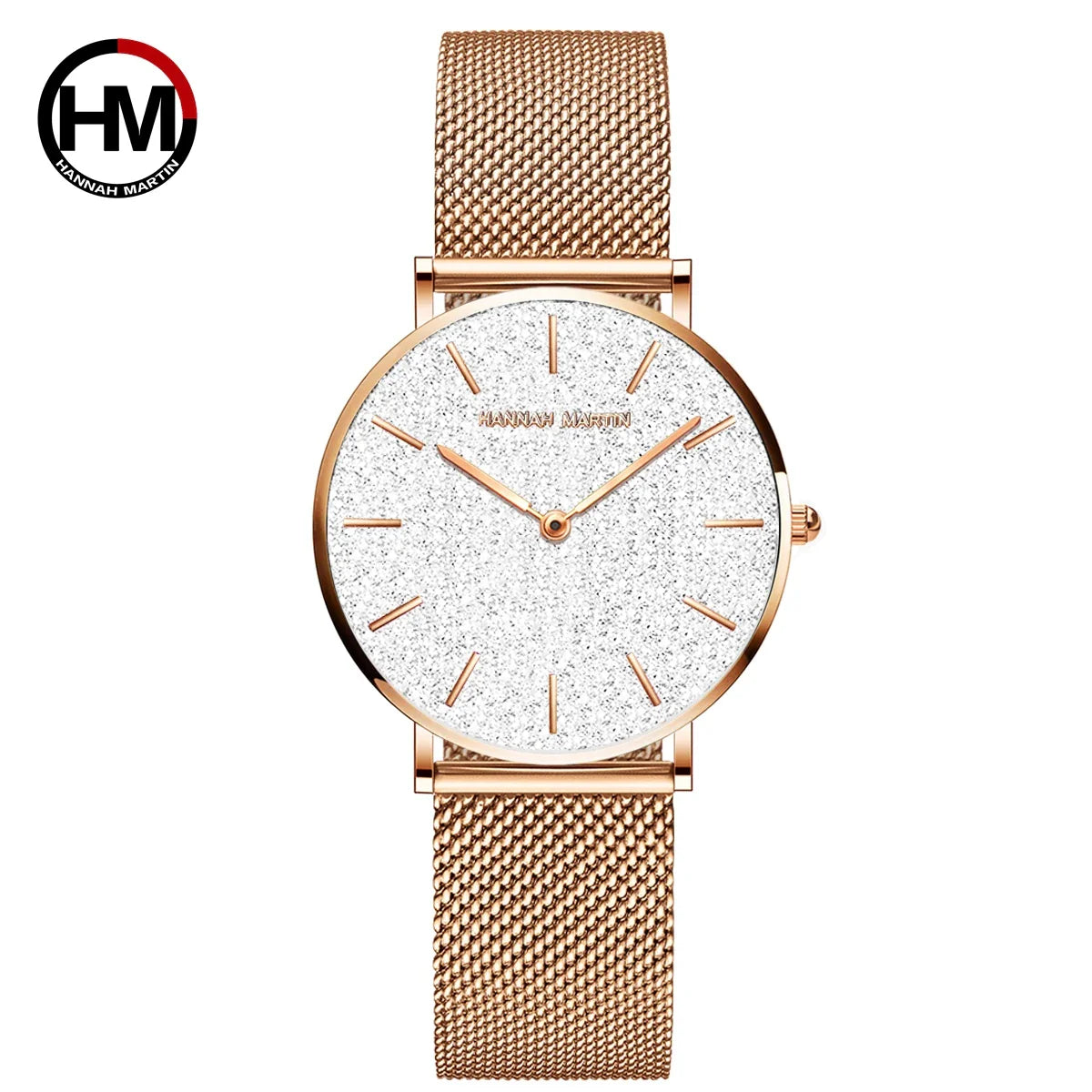 HANNAH MARTIN Movimento al quarzo giapponese in acciaio inossidabile di qualità del marchio Orologio Dropshipping da donna impermeabile da 36 mm in oro rosa completo