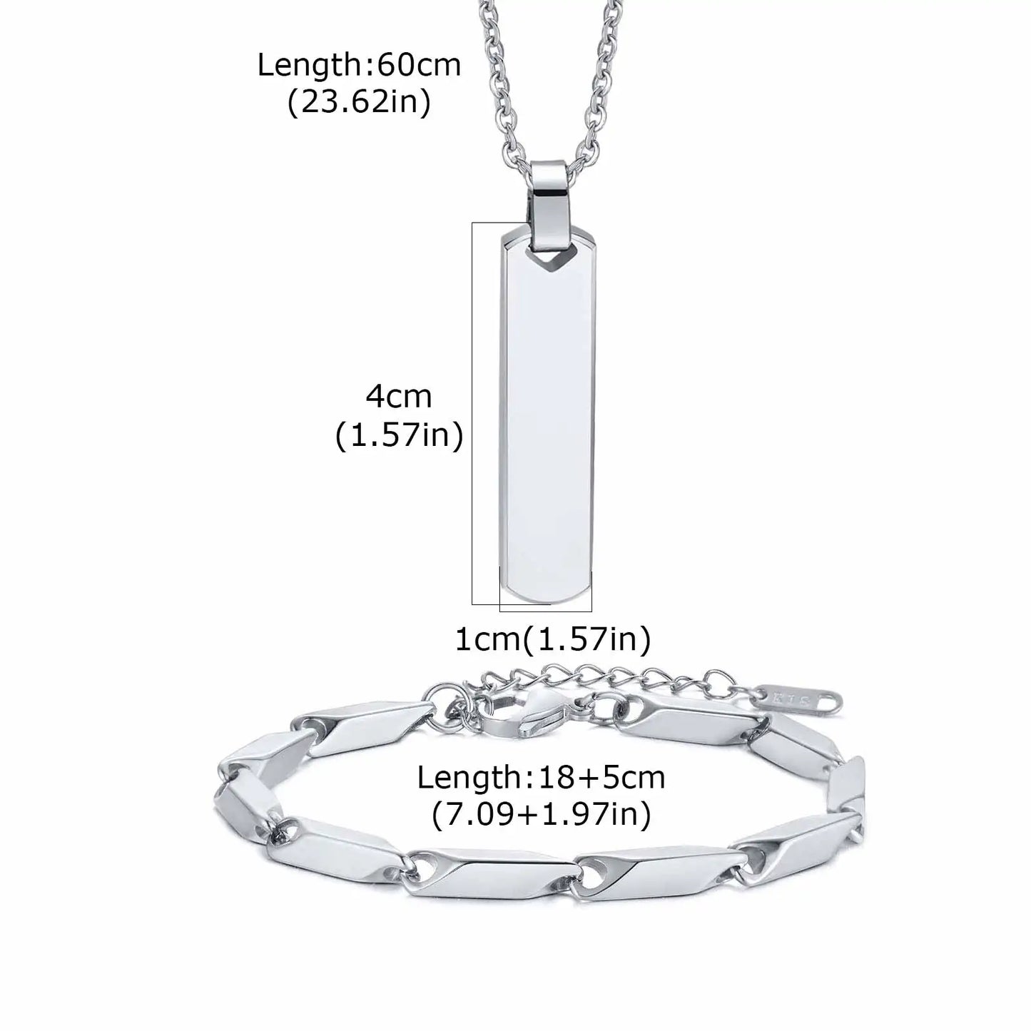 Vnox Set di 2 Pezzi Collana con Ciondolo e Bracciale da Uomo, Set di Gioielli in Acciaio Inossidabile Colore Nero Oro Argento, Regali di Gioielleria alla Moda