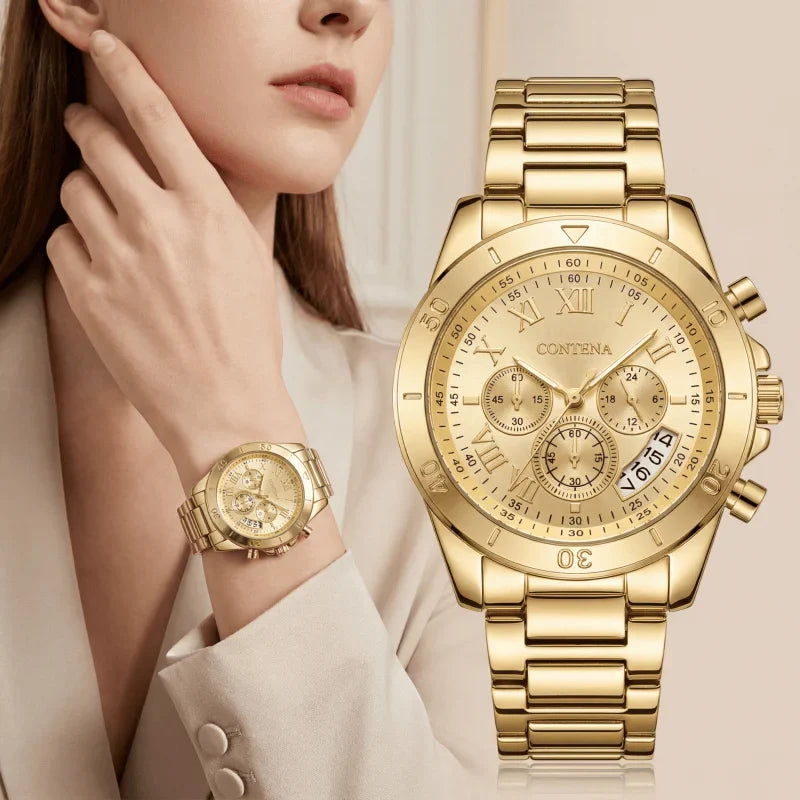 CONTENA Orologi eleganti di lusso per donna Orologio da donna in acciaio inossidabile Orologio da polso da donna alla moda Orologio al quarzo Reloj Mujer