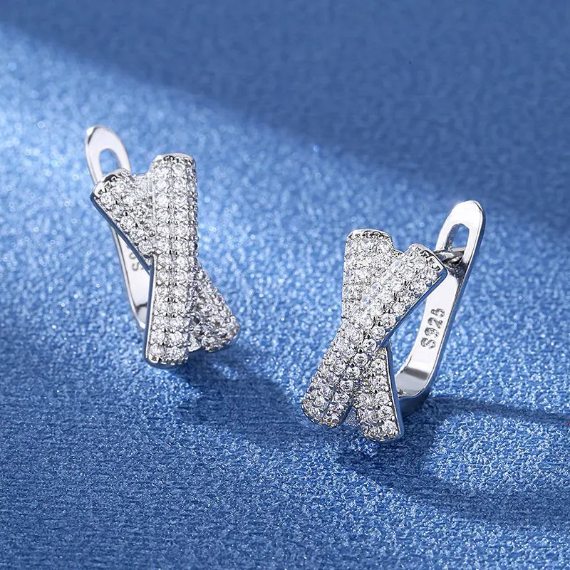Orecchini in argento sterling 925 gioielli di alta qualità retrò modello semplice orecchini con zirconi bianchi viola vendita calda